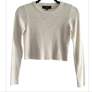 Forever 21 Cream Long Sleeve Knit Crop Top